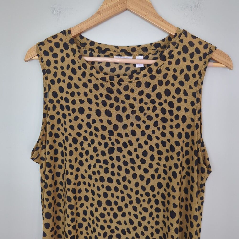 LOGO Layers Lori Goldstein Mesh Sleeveless Sharkbite Hem Tank Top Large - Picture 3 of 8
